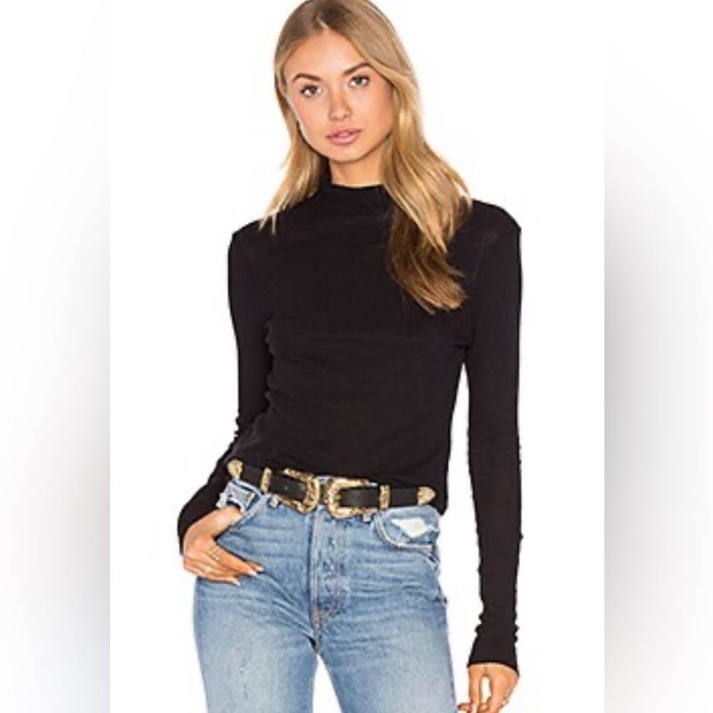 Lacausa Thin Thermal Mockneck Black Top XS